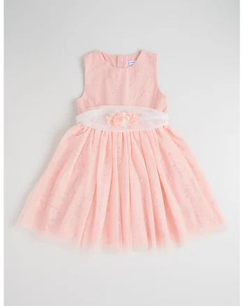 Rochie din tul cu croiala baby-doll, Roz deschis