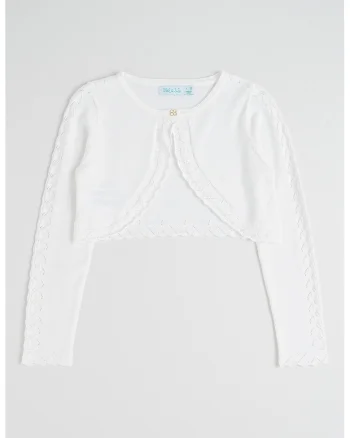 Bolero cu nasture Rosa, Alb