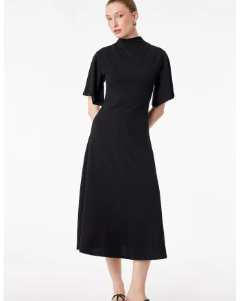 Rochie cu maneci evazate Scuba, Negru