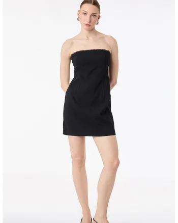 Rochie mini cu decolteu pe umeri, Negru