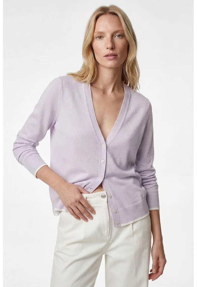 Cardigan lejer cu decolteu in V, Lila