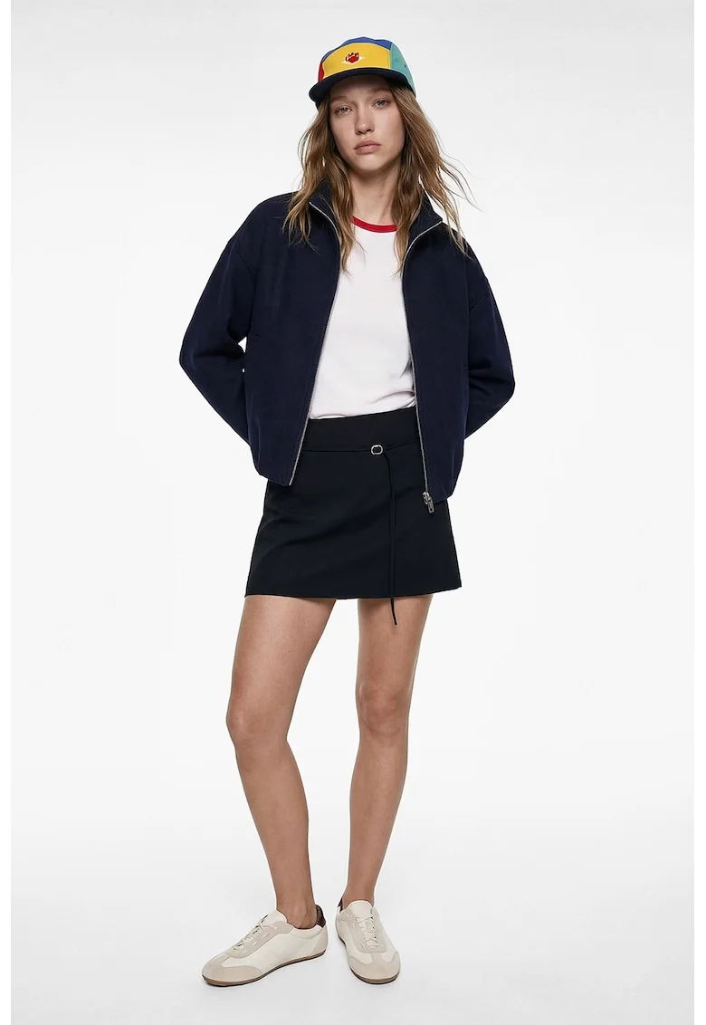 Fusta mini cu talie inalta, Bleumarin