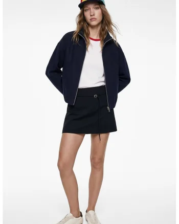 Fusta mini cu talie inalta, Bleumarin