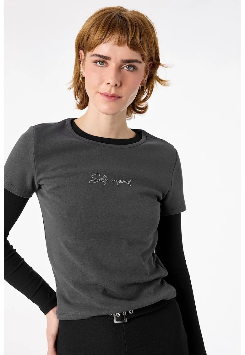 Tricou slim fit, Gri antracit