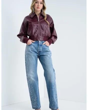 Blugi drepti cu strasuri 501® '90s, Albastru deschis melange