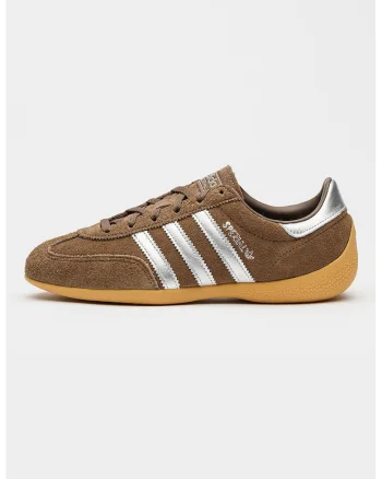 Pantofi sport Spezial de piele intoarsa si piele pentru handbal, Maro/Argintiu