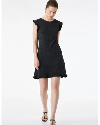 Rochie scurta cu terminatii cu volane, Negru