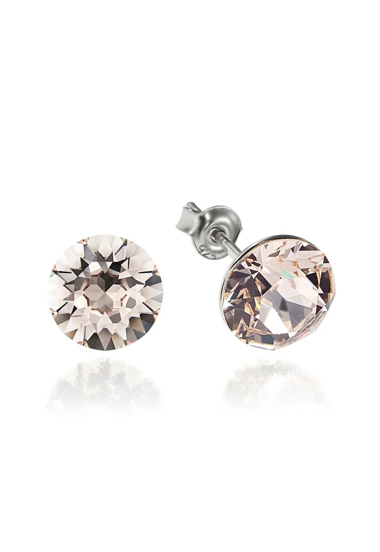 Cercei Argint 925 placat cu rodiu cu cristale Swarovski® Xirius 8mm, Bej