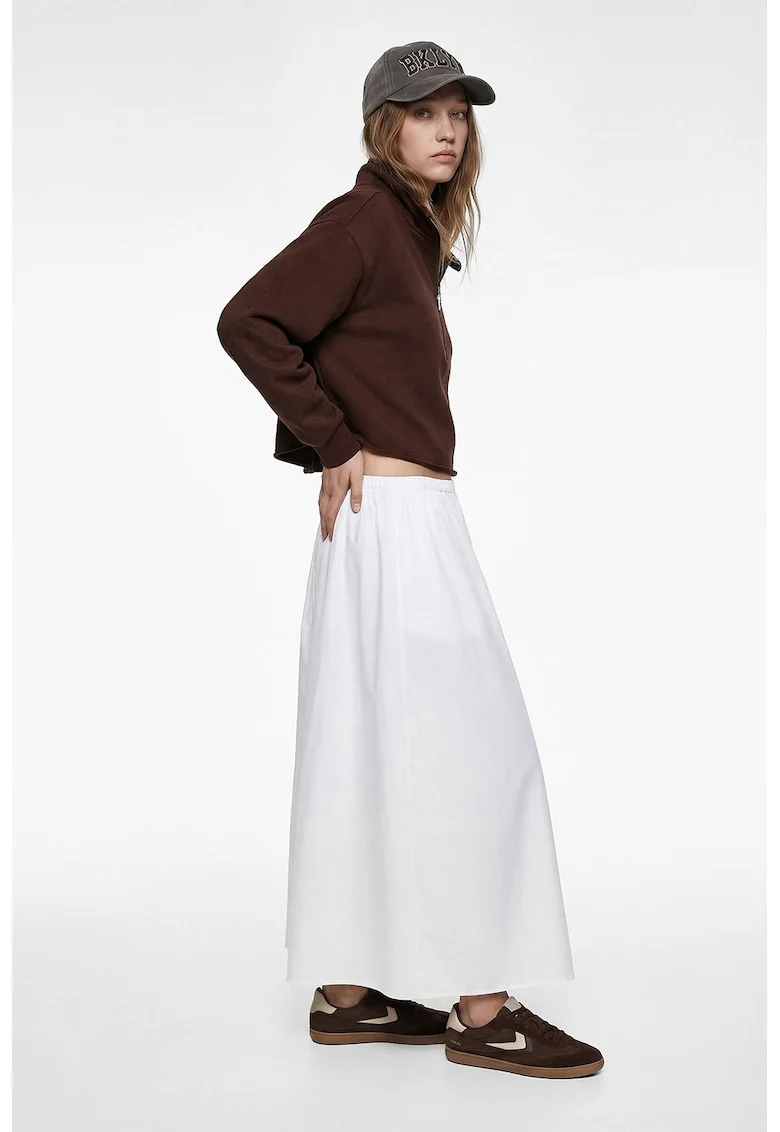 Bluza de trening din amestec de modal cu guler cu fermoar, Maro