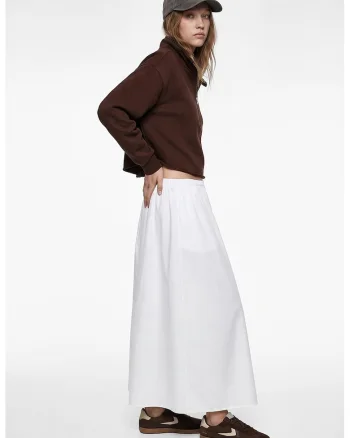 Bluza de trening din amestec de modal cu guler cu fermoar, Maro