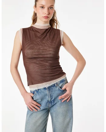 Bluza slim fit, fara maneci, Maro