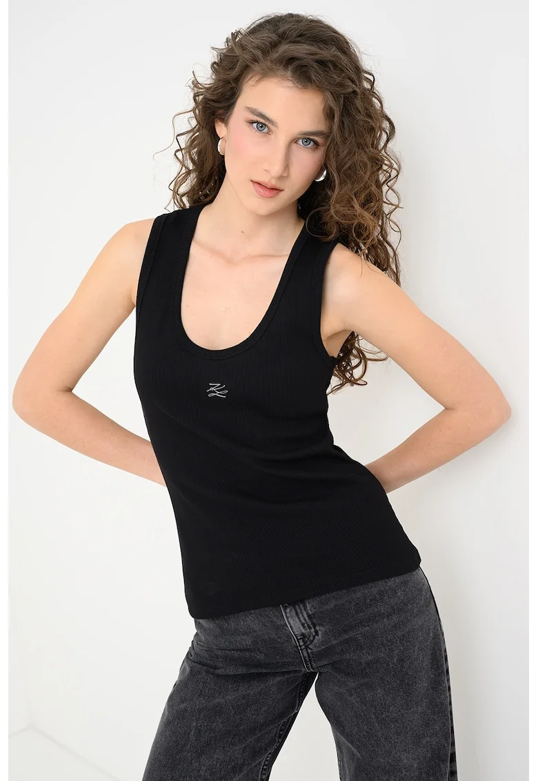 Top cu bretele racerback, Negru