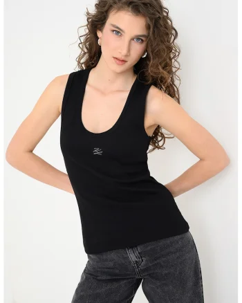 Top cu bretele racerback, Negru