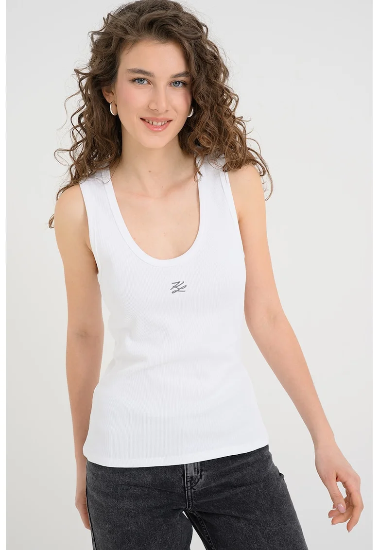 Top cu bretele racerback, Alb optic