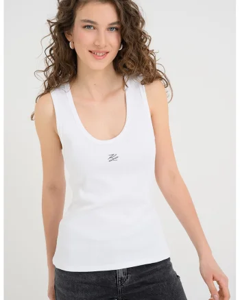 Top cu bretele racerback, Alb optic