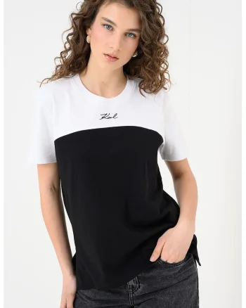 Tricou de bumbac organic, Negru/Alb optic