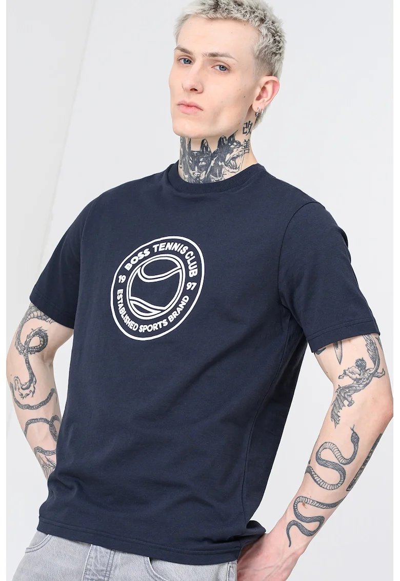 Tricou de bumbac cu logo Join, Bleumarin