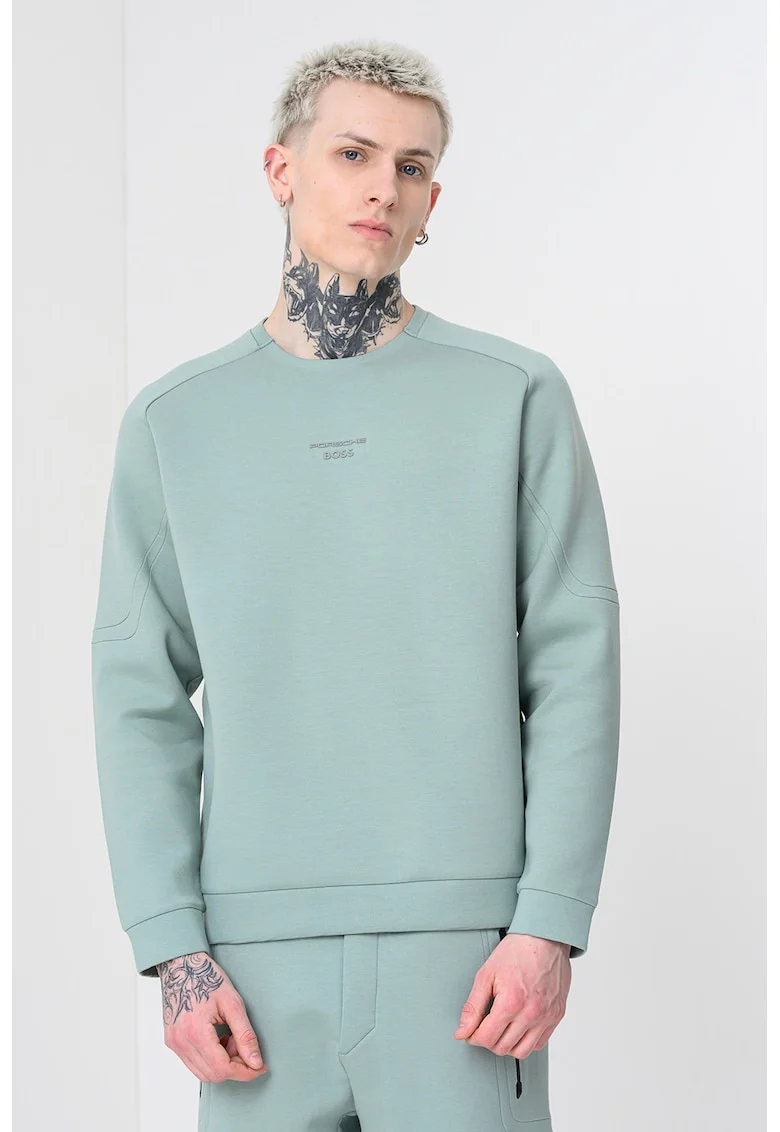 Bluza de trening cu maneci raglan, din amestec de modal Porsche, Verde sparanghel