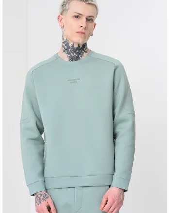 Bluza de trening cu maneci raglan, din amestec de modal Porsche, Verde sparanghel