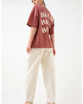 Tricou lejer cu text, Rosu inchis