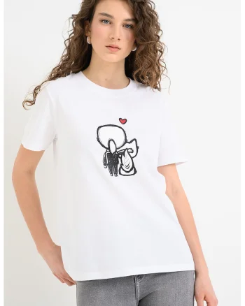 Tricou cu imprimeu grafic Ikon Valentine, Alb optic