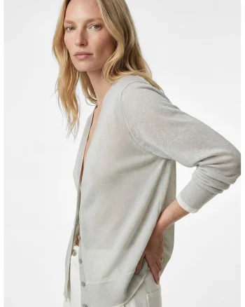 Cardigan lejer cu decolteu in V, Gri