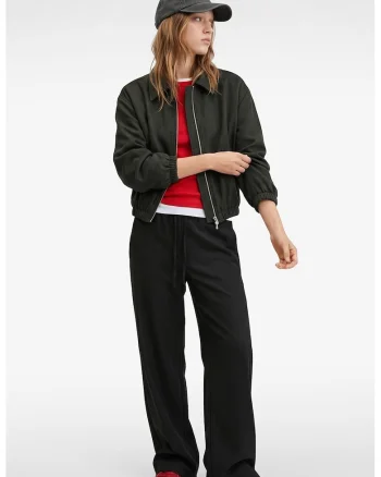 Pantaloni drepti cu talie elastica, Gri antracit