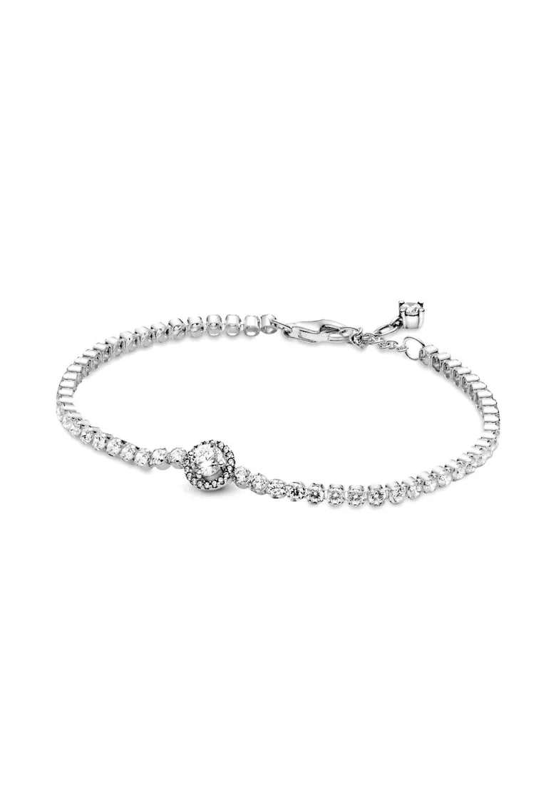 Bratara  tenis cu Halo pave Zirconiu stralucitor din Argint 925 - 18cm