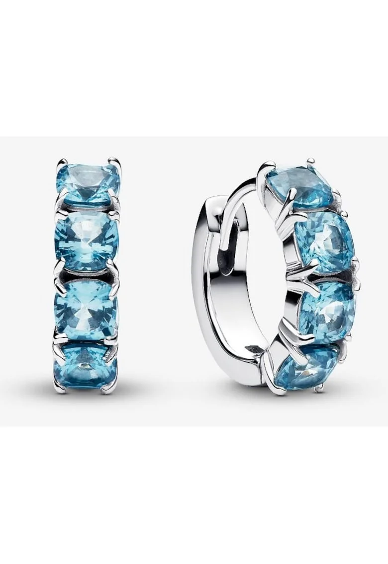 Cercei  rotunzi Cristal albastru deschis - Argint 925