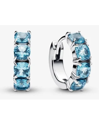 Cercei  rotunzi Cristal albastru deschis - Argint 925