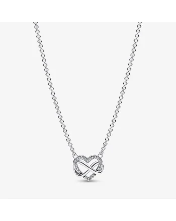 Colier  cu pandantiv tip Inima Stralucitoare Zirconiu si semnul Infinitului Argint 925 - 50 cm