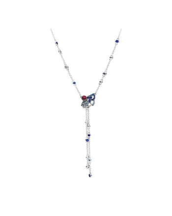 Colier  tip evantai Cristal si Zirconiu din Argint 925 - 50cm