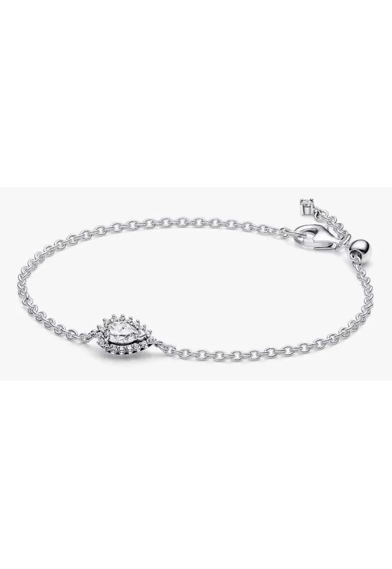 Bratara  tip lantisor cu halo stralucitor in forma alungita Argint 925, 19 CM