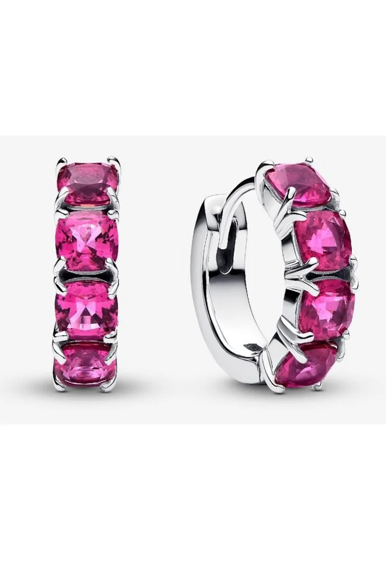 Cercei  rotunzi Cristal Roz - Argint 925