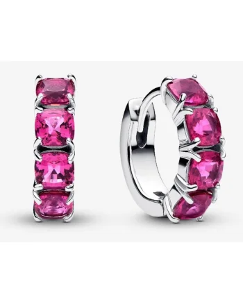 Cercei  rotunzi Cristal Roz - Argint 925