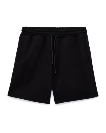 Pantaloni scurti cu croiala relaxed-fit si model uni, Negru