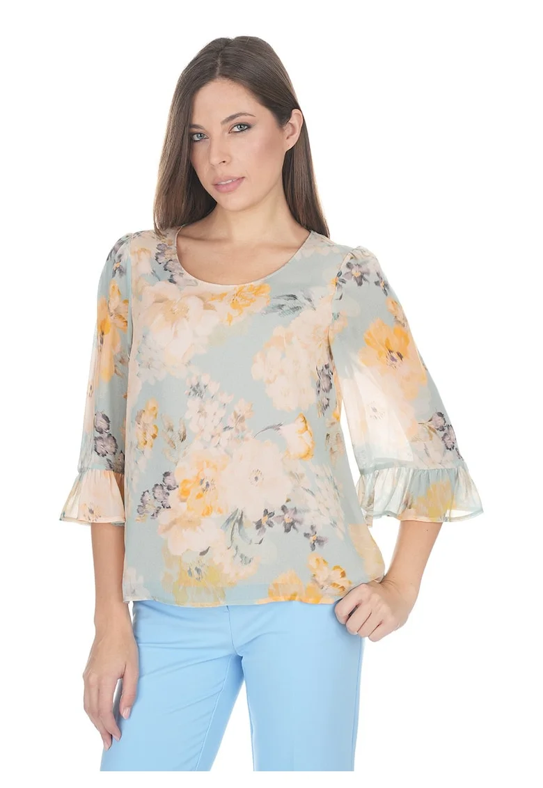 Bluza din rayon, cu imprimeu floral