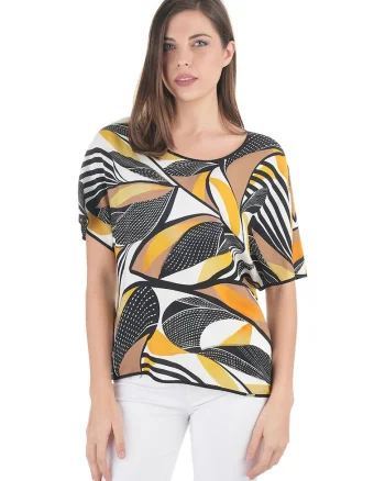 Bluza lejera din viscoza cu imprimeu abstract