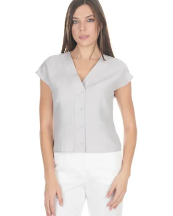 Bluza cu maneca scurta din amestec de in