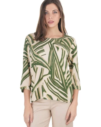 Bluza din viscoza, cu imprimeu abstract