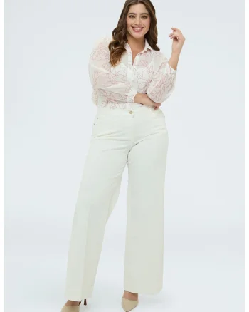 Camasa cu top interior si model floral, Roz/Crem