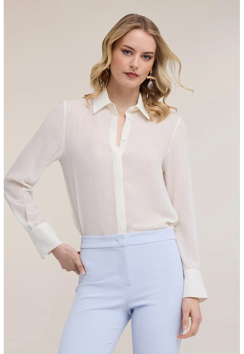 Camasa eleganta cu model, Alb fildes
