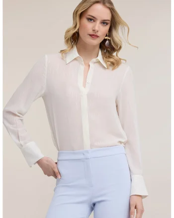Camasa eleganta cu model, Alb fildes