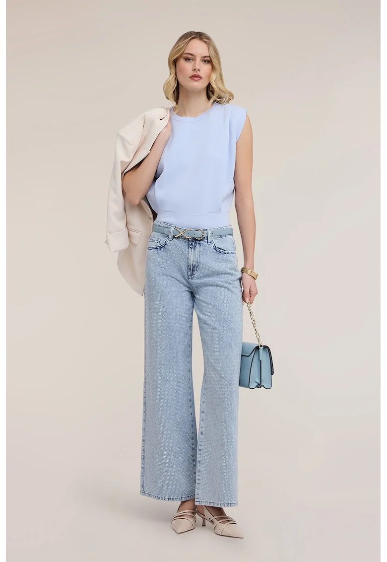 Bluza lejera cu decolteu la baza gatului, Albastru lavanda