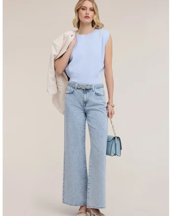 Bluza lejera cu decolteu la baza gatului, Albastru lavanda
