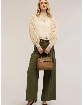 Bluza din dantela sangallo, Alb