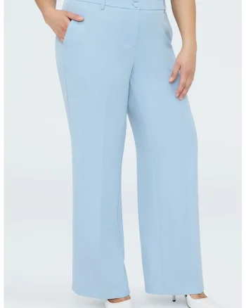 Pantaloni drepti cu pensa, Albastru pastel