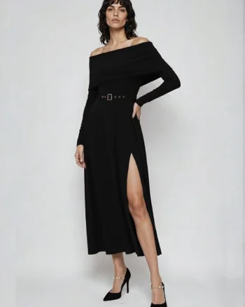 Rochie midi din lyocell cu decolteu pe umeri Melira