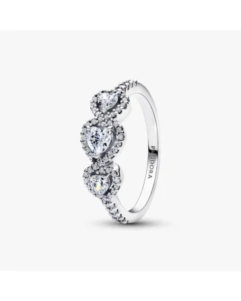 Inel  cu 3 inimi tip Halo Zirconiu din Argint 925 -