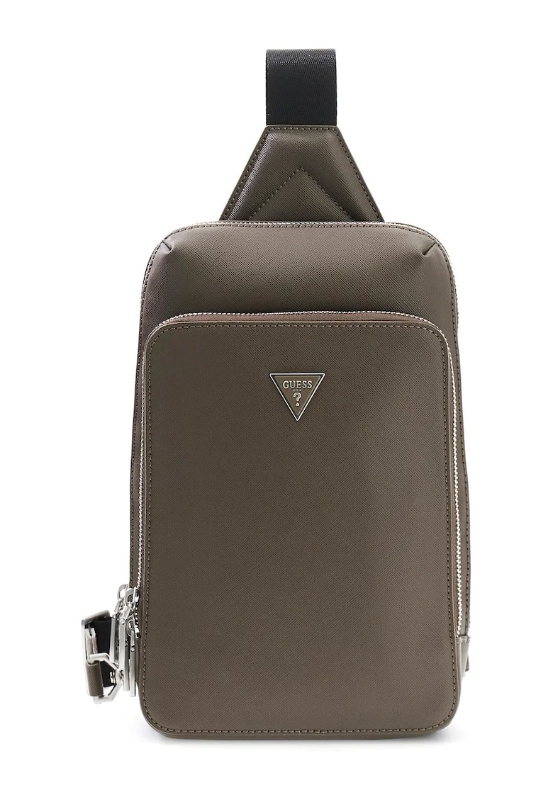 Geanta crossbody cu buzunar frontal cu fermoar Milano, Grej